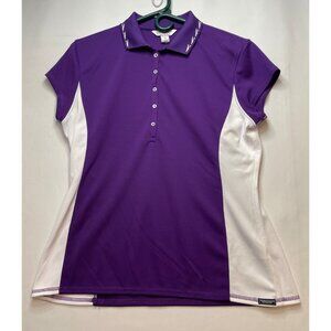 Pro Celebrity American Team Sports polo shirt womens medium short sleeve purple